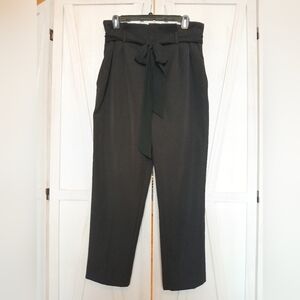 H&M Black High Waisted Cropped Paper Bag Pant - 12